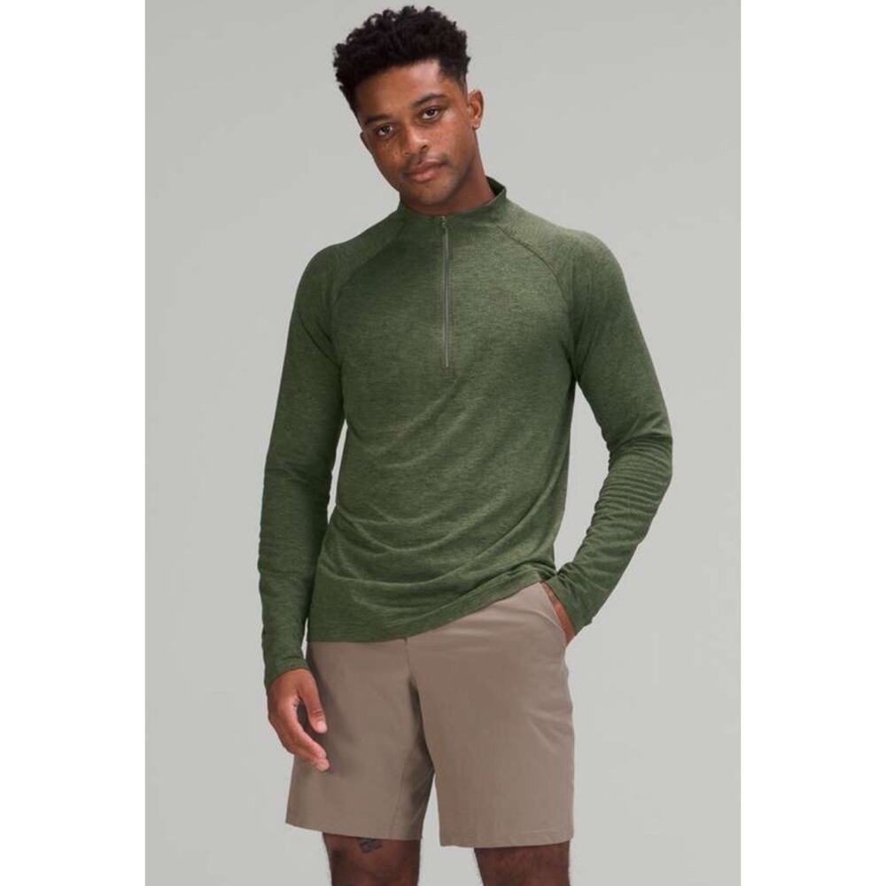 lululemon athletica Men's Olive Green Half-Zip Sweater